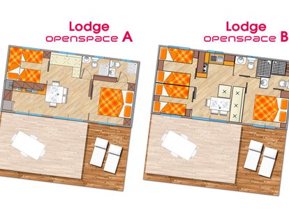 Luxuscamping - getrennte Schlafbereiche - Caorle - Centro Vacanze Pra`delle Torri Lodge Openspace A auf Centro Vacanze Pra`delle Torri